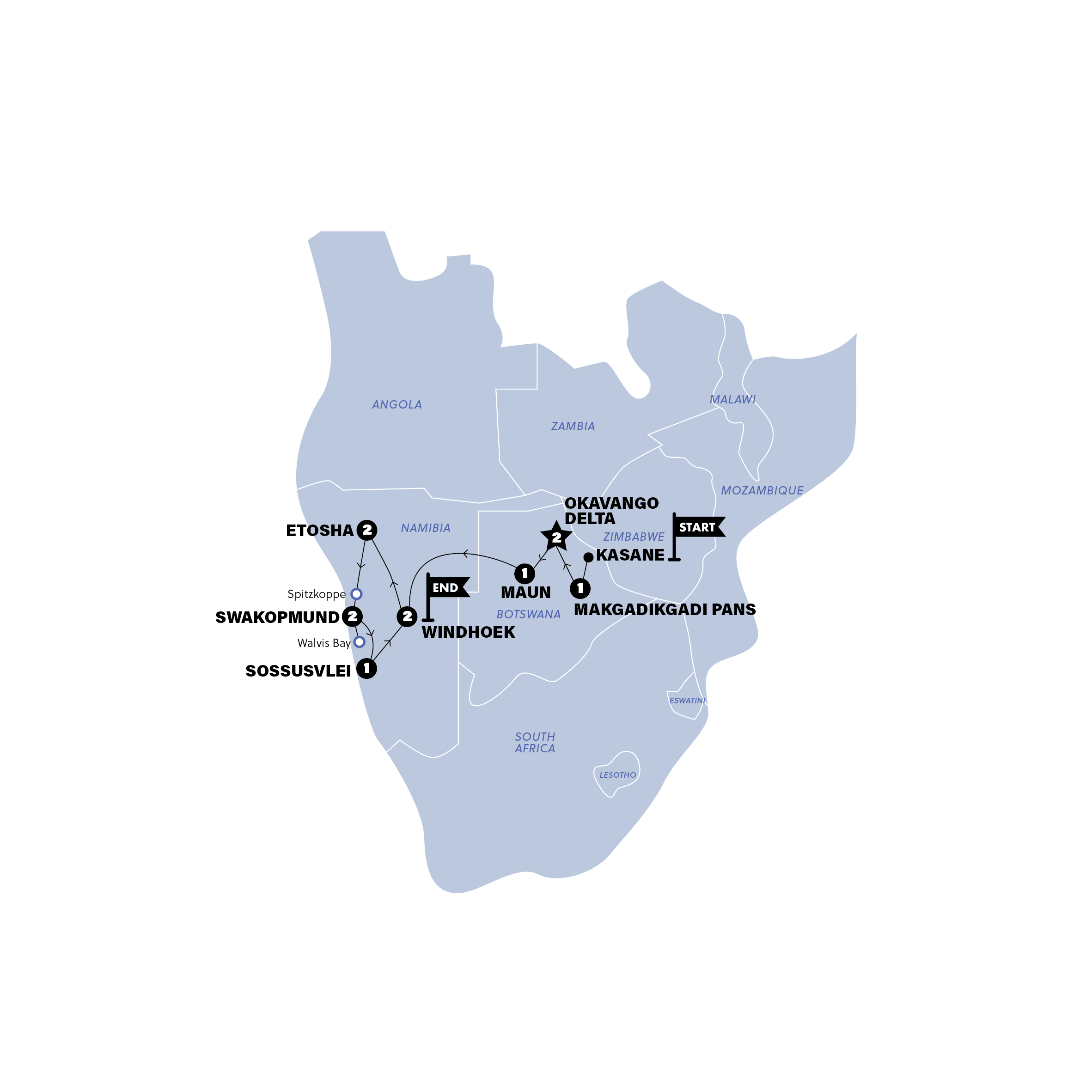Okavango Delta and Deserts