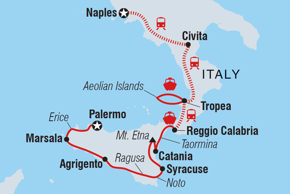 Highlights of Calabria, Mount Etna & Sicily