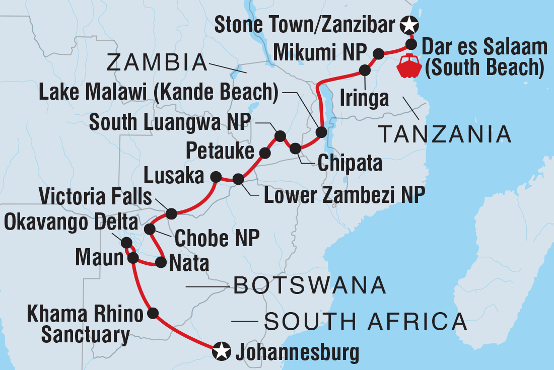 Johannesburg to Zanzibar