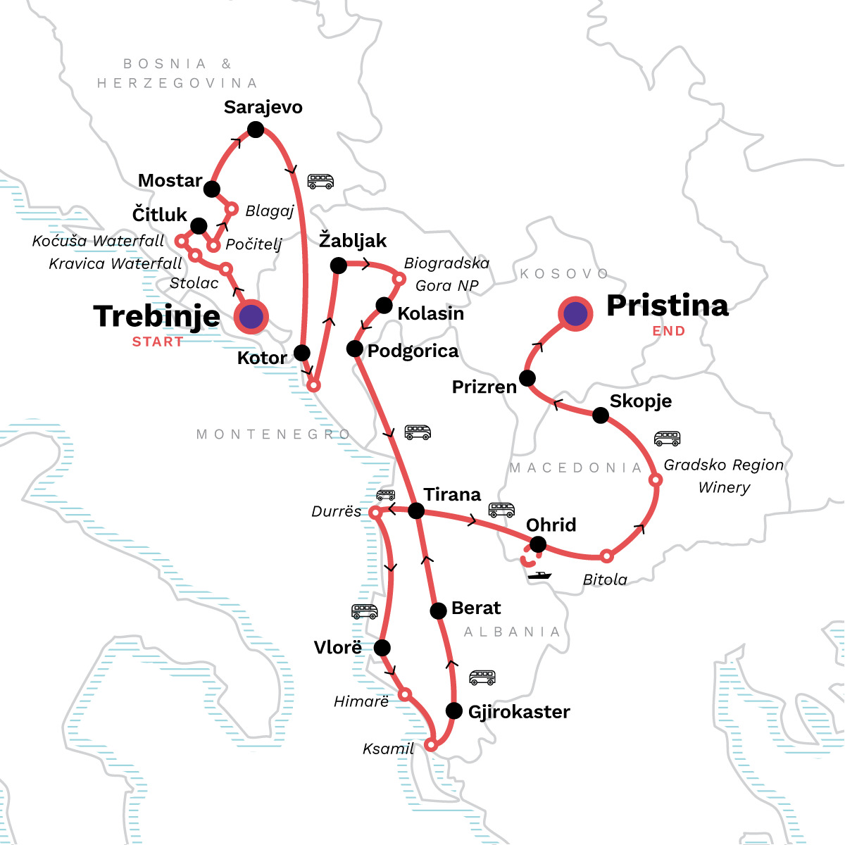 Classic Balkan Adventure:  Trebinje to Pristina