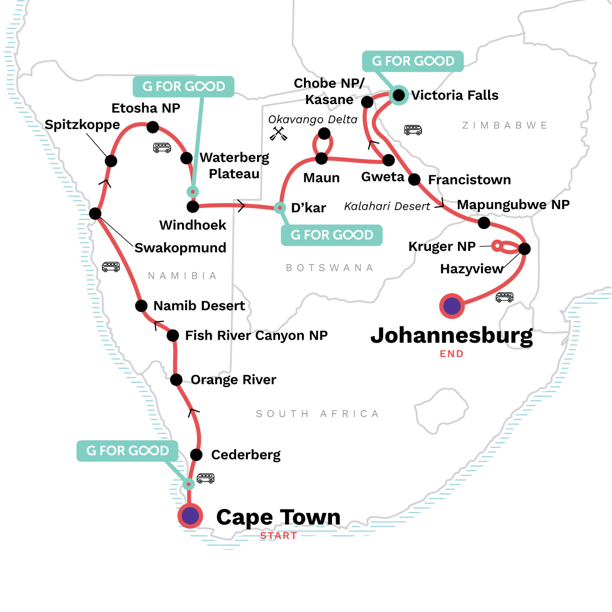 Southern Africa Overland: Cape Town, Falls & Kruger